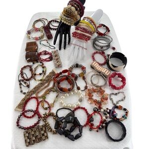 Elegant Multi-Color Women's Beaded and Rhinestone Bracelet Jewelry Set